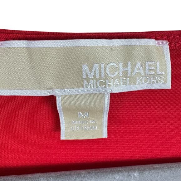 Michael Kors Red Short Flutter Sleeve V-Neck Stretchy Lightweight Blouse Size M - Picture 5 of 6